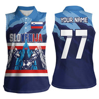 Custom Slovenia Sport Fan Jersey Women Sleeveless Polo Shirt Broken Ice Style Patterns - Wonder Print Shop