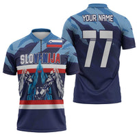 Custom Slovenia Sport Fan Jersey Zipper Polo Shirt Broken Ice Style Patterns - Wonder Print Shop