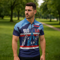 Custom Slovenia Sport Fan Jersey Zipper Polo Shirt Broken Ice Style Patterns - Wonder Print Shop