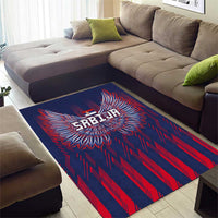Serbia Sport Fan Jersey Area Rug Eagle Wings with Sporty Stripes Style - Wonder Print Shop