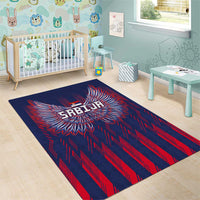 Serbia Sport Fan Jersey Area Rug Eagle Wings with Sporty Stripes Style - Wonder Print Shop