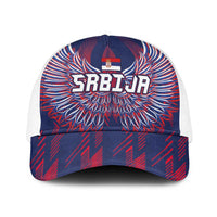 Serbia Sport Fan Jersey Baseball Net Cap Eagle Wings with Sporty Stripes Style - Wonder Print Shop