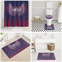 Serbia Sport Fan Jersey Bathroom Set Eagle Wings with Sporty Stripes Style - Wonder Print Shop