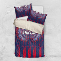 Serbia Sport Fan Jersey Bedding Set Eagle Wings with Sporty Stripes Style - Wonder Print Shop