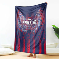 Serbia Sport Fan Jersey Blanket Eagle Wings with Sporty Stripes Style - Wonder Print Shop