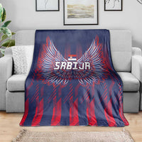 Serbia Sport Fan Jersey Blanket Eagle Wings with Sporty Stripes Style - Wonder Print Shop