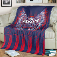 Serbia Sport Fan Jersey Blanket Eagle Wings with Sporty Stripes Style - Wonder Print Shop