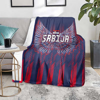 Serbia Sport Fan Jersey Blanket Eagle Wings with Sporty Stripes Style - Wonder Print Shop