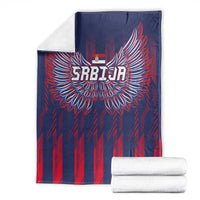 Serbia Sport Fan Jersey Blanket Eagle Wings with Sporty Stripes Style - Wonder Print Shop