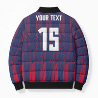 Custom Serbia Sport Fan Jersey Bomber Puffer Jacket Eagle Wings with Sporty Stripes Style - Wonder Print Shop