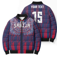Custom Serbia Sport Fan Jersey Bomber Puffer Jacket Eagle Wings with Sporty Stripes Style - Wonder Print Shop