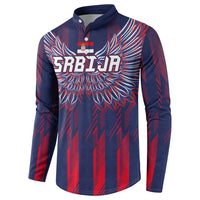 Custom Serbia Sport Fan Jersey Button Sweatshirt Eagle Wings with Sporty Stripes Style - Wonder Print Shop