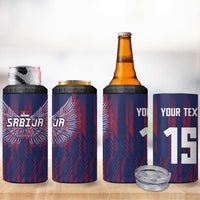 Custom Serbia Sport Fan Jersey 4 in 1 Can Cooler Tumbler Eagle Wings with Sporty Stripes Style - Wonder Print Shop