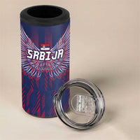 Custom Serbia Sport Fan Jersey 4 in 1 Can Cooler Tumbler Eagle Wings with Sporty Stripes Style - Wonder Print Shop