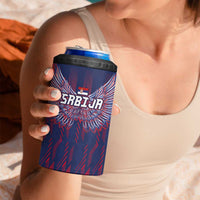 Custom Serbia Sport Fan Jersey 4 in 1 Can Cooler Tumbler Eagle Wings with Sporty Stripes Style - Wonder Print Shop