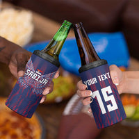 Custom Serbia Sport Fan Jersey 4 in 1 Can Cooler Tumbler Eagle Wings with Sporty Stripes Style - Wonder Print Shop