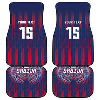 Serbia Sport Fan Jersey Car Mats Eagle Wings with Sporty Stripes Style - Wonder Print Shop