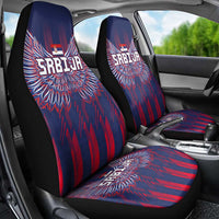 Serbia Sport Fan Jersey Car Seat Cover Eagle Wings with Sporty Stripes Style - Wonder Print Shop