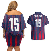 Custom Serbia Sport Fan Jersey Couples Matching Off Shoulder Short Dress and Hawaiian Shirt Eagle Wings with Sporty Stripes Style - Wonder Print Shop