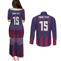 Custom Serbia Sport Fan Jersey Couples Matching Puletasi and Long Sleeve Button Shirt Eagle Wings with Sporty Stripes Style - Wonder Print Shop