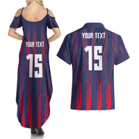 Custom Serbia Sport Fan Jersey Couples Matching Summer Maxi Dress and Hawaiian Shirt Eagle Wings with Sporty Stripes Style - Wonder Print Shop