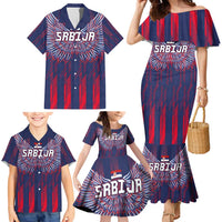 Custom Serbia Sport Fan Jersey Family Matching Mermaid Dress and Hawaiian Shirt Eagle Wings with Sporty Stripes Style - Wonder Print Shop