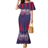 Custom Serbia Sport Fan Jersey Family Matching Mermaid Dress and Hawaiian Shirt Eagle Wings with Sporty Stripes Style - Wonder Print Shop