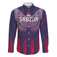 Custom Serbia Sport Fan Jersey Family Matching Off The Shoulder Long Sleeve Dress and Hawaiian Shirt Eagle Wings with Sporty Stripes Style - Wonder Print Shop