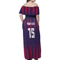 Custom Serbia Sport Fan Jersey Family Matching Off Shoulder Maxi Dress and Hawaiian Shirt Eagle Wings with Sporty Stripes Style - Wonder Print Shop