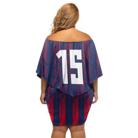 Custom Serbia Sport Fan Jersey Family Matching Off Shoulder Short Dress and Hawaiian Shirt Eagle Wings with Sporty Stripes Style - Wonder Print Shop