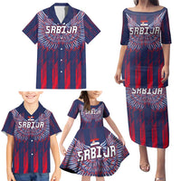 Custom Serbia Sport Fan Jersey Family Matching Puletasi and Hawaiian Shirt Eagle Wings with Sporty Stripes Style - Wonder Print Shop