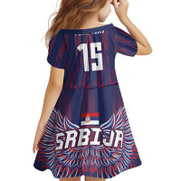 Custom Serbia Sport Fan Jersey Family Matching Summer Maxi Dress and Hawaiian Shirt Eagle Wings with Sporty Stripes Style - Wonder Print Shop