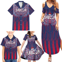Custom Serbia Sport Fan Jersey Family Matching Summer Maxi Dress and Hawaiian Shirt Eagle Wings with Sporty Stripes Style - Wonder Print Shop