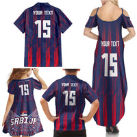 Custom Serbia Sport Fan Jersey Family Matching Summer Maxi Dress and Hawaiian Shirt Eagle Wings with Sporty Stripes Style - Wonder Print Shop