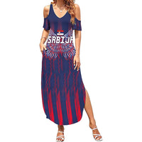 Custom Serbia Sport Fan Jersey Family Matching Summer Maxi Dress and Hawaiian Shirt Eagle Wings with Sporty Stripes Style - Wonder Print Shop