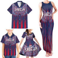 Custom Serbia Sport Fan Jersey Family Matching Tank Maxi Dress and Hawaiian Shirt Eagle Wings with Sporty Stripes Style - Wonder Print Shop