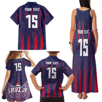Custom Serbia Sport Fan Jersey Family Matching Tank Maxi Dress and Hawaiian Shirt Eagle Wings with Sporty Stripes Style - Wonder Print Shop