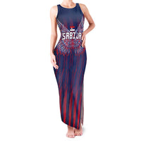 Custom Serbia Sport Fan Jersey Family Matching Tank Maxi Dress and Hawaiian Shirt Eagle Wings with Sporty Stripes Style - Wonder Print Shop