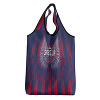 Serbia Sport Fan Jersey Grocery Bag Eagle Wings with Sporty Stripes Style - Wonder Print Shop