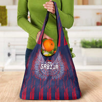 Serbia Sport Fan Jersey Grocery Bag Eagle Wings with Sporty Stripes Style - Wonder Print Shop