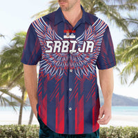 Custom Serbia Sport Fan Jersey Hawaiian Shirt Eagle Wings with Sporty Stripes Style - Wonder Print Shop