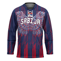 Custom Serbia Sport Fan Jersey Hockey Jersey Eagle Wings with Sporty Stripes Style - Wonder Print Shop
