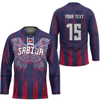 Custom Serbia Sport Fan Jersey Hockey Jersey Eagle Wings with Sporty Stripes Style - Wonder Print Shop