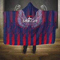 Serbia Sport Fan Jersey Hooded Blanket Eagle Wings with Sporty Stripes Style - Wonder Print Shop