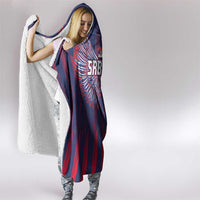 Serbia Sport Fan Jersey Hooded Blanket Eagle Wings with Sporty Stripes Style - Wonder Print Shop