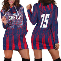 Custom Serbia Sport Fan Jersey Hoodie Dress Eagle Wings with Sporty Stripes Style - Wonder Print Shop