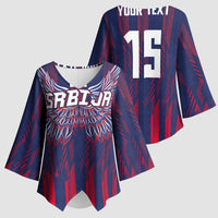 Custom Serbia Sport Fan Jersey Kimono Sleeve Blouse Eagle Wings with Sporty Stripes Style - Wonder Print Shop