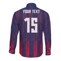 Custom Serbia Sport Fan Jersey Long Sleeve Button Shirt Eagle Wings with Sporty Stripes Style - Wonder Print Shop