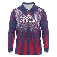 Custom Serbia Sport Fan Jersey Long Sleeve Polo Shirt Eagle Wings with Sporty Stripes Style - Wonder Print Shop