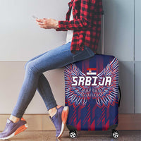 Serbia Sport Fan Jersey Luggage Cover Eagle Wings with Sporty Stripes Style - Wonder Print Shop